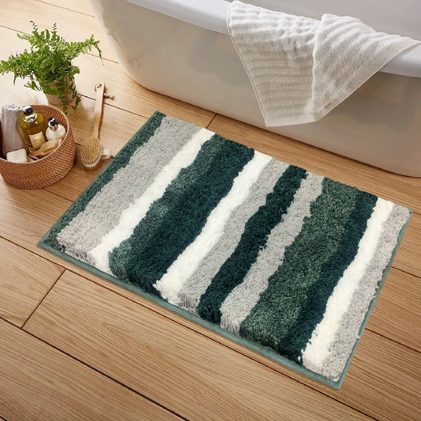 LUXE HOME INTERNATIONAL Bathmat Italia Microfiber 2500 GSM Anti-Skid Super Soft ( H.Green , 40 Cm x 60 Cm , Pack of 1 ) - H.Green