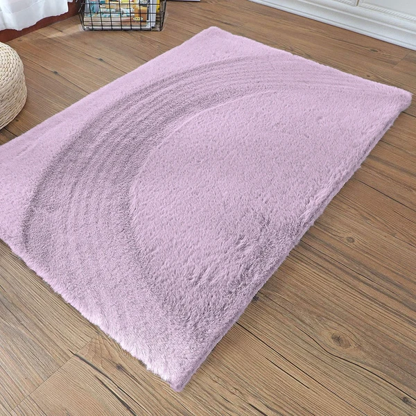 LUXE HOME INTERNATIONAL Luxe Home Bath Mat Super Soft Anti Skid Rabbit Fur (1000 GSM) Bathroom Mats ( 60 x 90 cm , Lilac ) Pack of 1 - 60x90 cm, Lilac