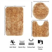 LUXE HOME INTERNATIONAL Luxe Home Bath mat Super Soft Anti Skid Hawaii Contour Set of 3 Piece Rugs for Bathroom ( Anti Gold, Medium ) - 45x75 cm, Anti Gold