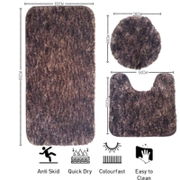 LUXE HOME INTERNATIONAL Luxe Home Bath mat Super Soft Anti Skid Hawaii Contour Set of 3 Piece Rugs for Bathroom ( Cocoa, Medium ) - 45x75 cm, Cocoa