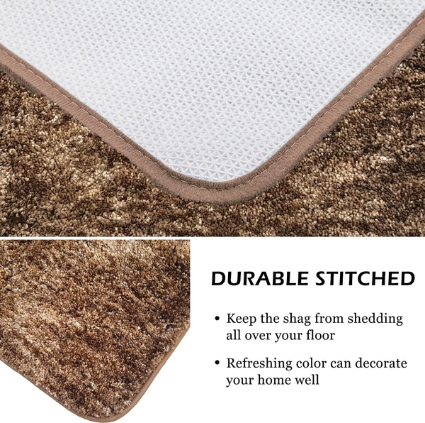 LUXE HOME INTERNATIONAL Luxe Home Bath mat Super Soft Anti Skid Hawaii Contour Set of 3 Piece Rugs for Bathroom ( Coffee, Medium ) - 45x75 cm, Coffee