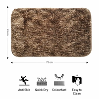 LUXE HOME INTERNATIONAL Luxe Home Bath mat Super Soft Anti Skid Hawaii Contour Set of 3 Piece Rugs for Bathroom ( Coffee, Medium ) - 45x75 cm, Coffee