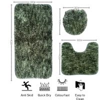 LUXE HOME INTERNATIONAL Luxe Home Bath mat Super Soft Anti Skid Hawaii Contour Set of 3 Piece Rugs for Bathroom ( Hunter Green, Medium ) - 45x75 cm, Green
