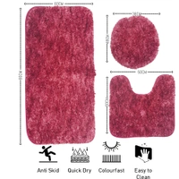 LUXE HOME INTERNATIONAL Luxe Home Bath mat Super Soft Anti Skid Hawaii Contour Set of 3 Piece Rugs for Bathroom ( Pastel Red, Medium ) - 45x75 cm, Pastel Red