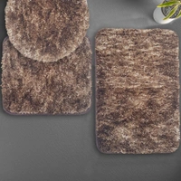 LUXE HOME INTERNATIONAL Luxe Home Bath mat Super Soft Anti Skid Hawaii Contour Set of 3 Piece Rugs for Bathroom ( Rock Brown, Medium ) - 45x75 cm, Brown
