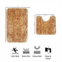 LUXE HOME INTERNATIONAL Luxe Home Bath mat Super Soft Anti Skid Hawaii Contour Set of 2 Piece Rugs for Bathroom ( Anti Gold, Medium ) - 45x75 cm, Anti Gold