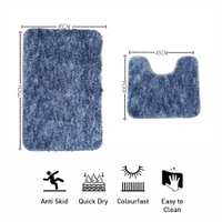 LUXE HOME INTERNATIONAL Luxe Home Bath mat Super Soft Anti Skid Hawaii Contour Set of 2 Piece Rugs for Bathroom ( Charcoal, Medium ) - 45x75 cm, Charcoal