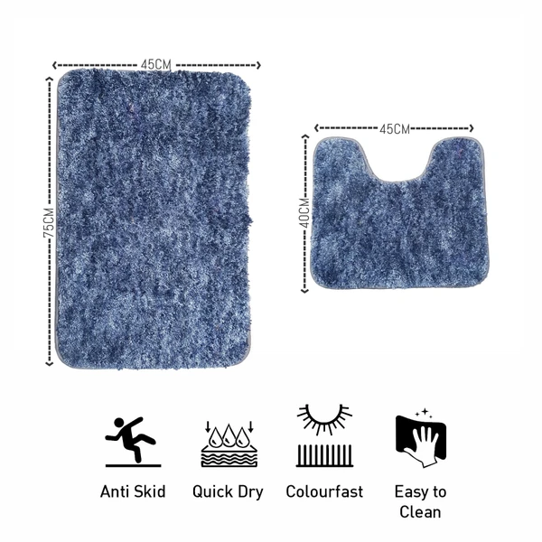 LUXE HOME INTERNATIONAL Luxe Home Bath mat Super Soft Anti Skid Hawaii Contour Set of 2 Piece Rugs for Bathroom ( Charcoal, Medium ) - 45x75, Charcoal