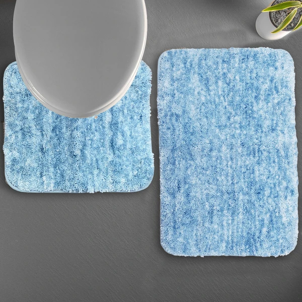 LUXE HOME INTERNATIONAL Luxe Home Bath mat Super Soft Anti Skid Hawaii Contour Set of 2 Piece Rugs for Bathroom ( Cloud, Medium ) - 45x75