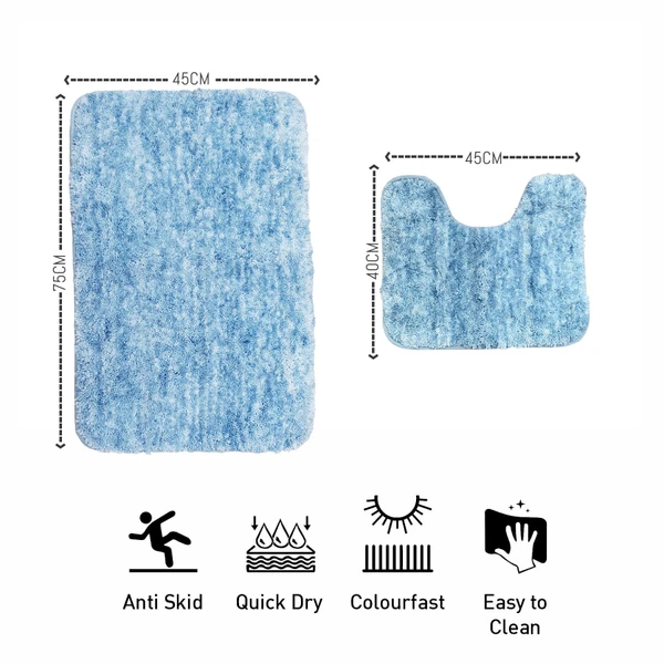 LUXE HOME INTERNATIONAL Luxe Home Bath mat Super Soft Anti Skid Hawaii Contour Set of 2 Piece Rugs for Bathroom ( Cloud, Medium ) - 45x75