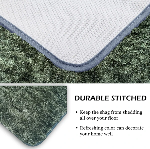 LUXE HOME INTERNATIONAL Luxe Home Bath mat Super Soft Anti Skid Hawaii Contour Set of 2 Piece Rugs for Bathroom ( Hunter Green, Medium ) - 45x75, Green