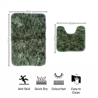 LUXE HOME INTERNATIONAL Luxe Home Bath mat Super Soft Anti Skid Hawaii Contour Set of 2 Piece Rugs for Bathroom ( Hunter Green, Medium ) - 45x75 cm, Green