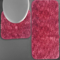 LUXE HOME INTERNATIONAL Luxe Home Bath mat Super Soft Anti Skid Hawaii Contour Set of 2 Piece Rugs for Bathroom ( Pastel Red, Medium ) - 45x75 cm, Red
