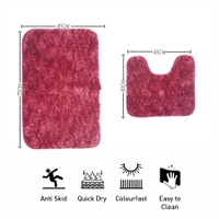 LUXE HOME INTERNATIONAL Luxe Home Bath mat Super Soft Anti Skid Hawaii Contour Set of 2 Piece Rugs for Bathroom ( Pastel Red, Medium ) - 45x75 cm, Red