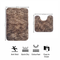 LUXE HOME INTERNATIONAL Luxe Home Bath mat Super Soft Anti Skid Hawaii Contour Set of 2 Piece Rugs for Bathroom ( Rock Brown, Medium ) - 45x75 cm, Brown