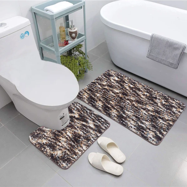 LUXE HOME INTERNATIONAL The mat is made of super soft premium microfiber material. The bottom of this bathroom mat is made of Anti-skid latex TPE rubber Backing. Bathroom Mat is Easy to Clean. Machine Wash Separately with Cold Water and Mild Detergent (No Chlorine or Bleach) Tumble Dry at Low Speed or Hang Dry. Bath mat can be used for multiple things like in front of the Sink, Bathroom door in or outside - 45x75