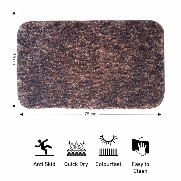 LUXE HOME INTERNATIONAL Luxe Home Bath mat Super Soft Anti Skid Hawaii Rugs for Bathroom ( Cocoa, Medium ) Pc-1 - 45x75, Cocoa