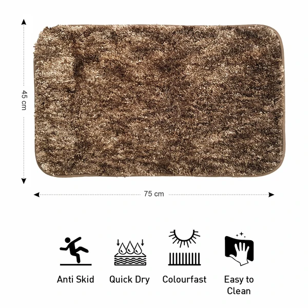 LUXE HOME INTERNATIONAL Luxe Home Bath mat Super Soft Anti Skid Hawaii Rugs for Bathroom ( Coffee, Medium ) Pc-1 - 45x75, Coffee