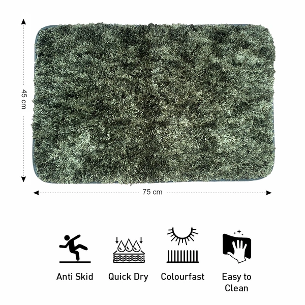 LUXE HOME INTERNATIONAL Luxe Home Bath mat Super Soft Anti Skid Hawaii Rugs for Bathroom ( Hunter Green, Medium ) Pc-1 - 45x75 cm, Green