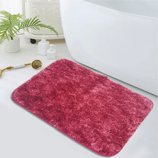 LUXE HOME INTERNATIONAL Luxe Home Bath mat Super Soft Anti Skid Hawaii Rugs for Bathroom ( Pastel Red, Medium ) Pc-1 - 45x75, Red