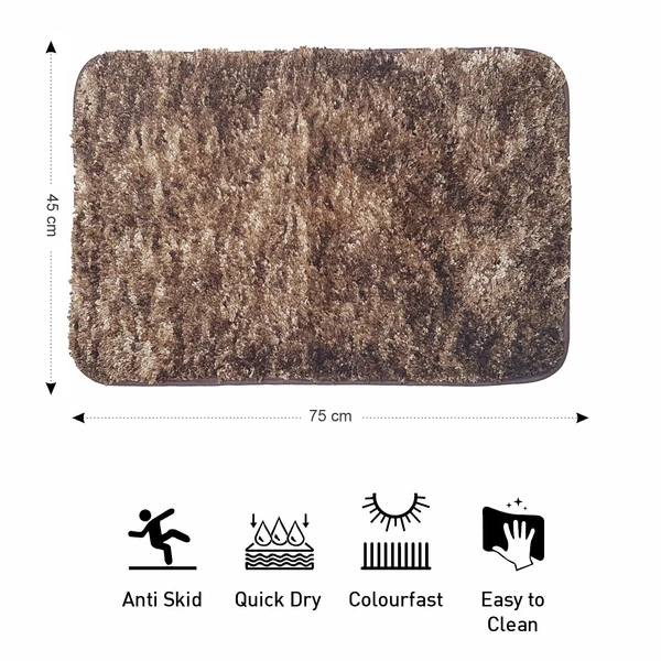 LUXE HOME INTERNATIONAL Luxe Home Bath mat Super Soft Anti Skid Hawaii Rugs for Bathroom ( Rock Brown, Medium ) Pc-1 - 45x75, Brown