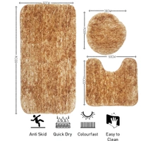 LUXE HOME INTERNATIONAL Luxe Home Bath mat Super Soft Anti Skid Hawaii Contour Set of 3 Piece Rugs for Bathroom ( Anti Gold, Large ) - 60x90 cm, Anti Gold