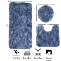 LUXE HOME INTERNATIONAL Luxe Home Bath mat Super Soft Anti Skid Hawaii Contour Set of 3 Piece Rugs for Bathroom ( Charcoal, Large ) - 60x90 cm, Charcoal