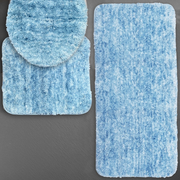 LUXE HOME INTERNATIONAL Luxe Home Bath mat Super Soft Anti Skid Hawaii Contour Set of 3 Piece Rugs for Bathroom ( Cloud, Large ) - 60x90 cm, Cloud