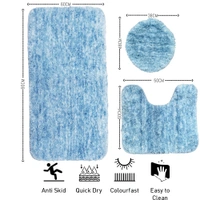 LUXE HOME INTERNATIONAL Luxe Home Bath mat Super Soft Anti Skid Hawaii Contour Set of 3 Piece Rugs for Bathroom ( Cloud, Large ) - 60x90 cm, Cloud