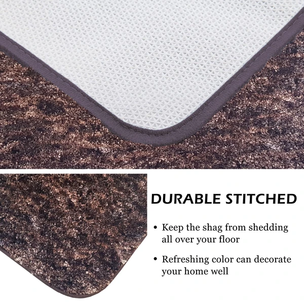 LUXE HOME INTERNATIONAL Luxe Home Bath mat Super Soft Anti Skid Hawaii Contour Set of 3 Piece Rugs for Bathroom ( Cocoa, Large ) - 60x90, Cocoa