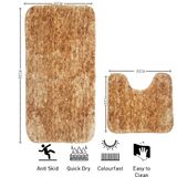 LUXE HOME INTERNATIONAL Luxe Home Bath mat Super Soft Anti Skid Hawaii Contour Set of 2 Piece Rugs for Bathroom ( Anti Gold, Large ) - 60x90, Anti-Gold