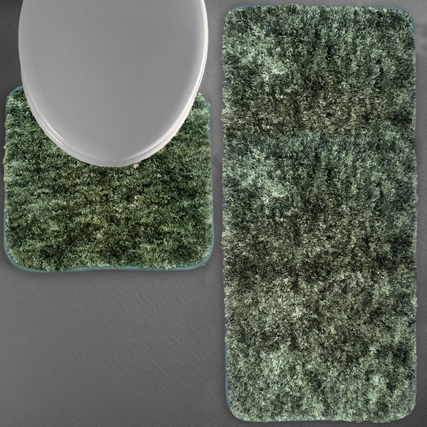 LUXE HOME INTERNATIONAL Luxe Home Bath mat Super Soft Anti Skid Hawaii Contour Set of 2 Piece Rugs for Bathroom ( Hunter Green, Large ) - 60x90 cm, Green