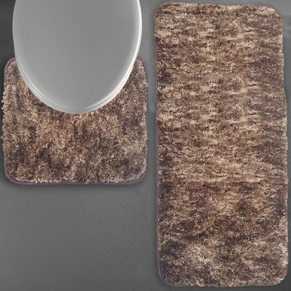 LUXE HOME INTERNATIONAL Luxe Home Bath mat Super Soft Anti Skid Hawaii Contour Set of 2 Piece Rugs for Bathroom ( Rock Brown, Large ) - 60x90, Brown