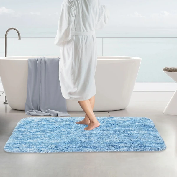 LUXE HOME INTERNATIONAL LuxeHomeBathmatSuperSoftAntiSkidHawaiiRugsforBathroom(Cloud,Large)Pc-1 - 60x90, Cloud