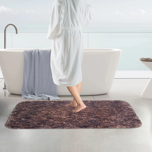 LUXE HOME INTERNATIONAL Luxe Home Bath mat Super Soft Anti Skid Hawaii Rugs for Bathroom ( Cocoa, Large ) Pc-1 - 60x90, Cocoa