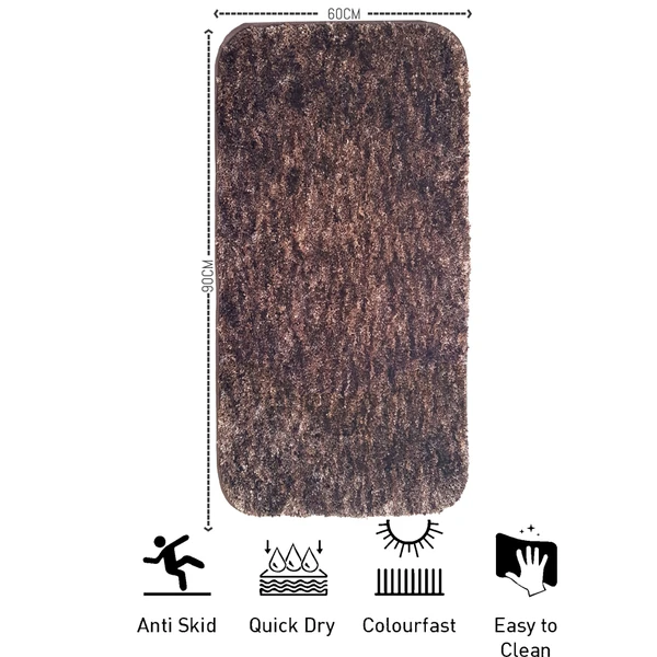 LUXE HOME INTERNATIONAL Luxe Home Bath mat Super Soft Anti Skid Hawaii Rugs for Bathroom ( Cocoa, Large ) Pc-1 - 60x90, Cocoa