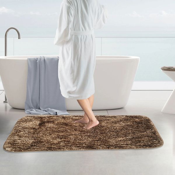 LUXE HOME INTERNATIONAL Luxe Home Bath mat Super Soft Anti Skid Hawaii Rugs for Bathroom ( Coffee, Large ) Pc-1 - 60x90, Coffee
