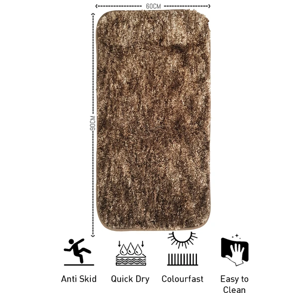 LUXE HOME INTERNATIONAL Luxe Home Bath mat Super Soft Anti Skid Hawaii Rugs for Bathroom ( Coffee, Large ) Pc-1 - 60x90, Coffee