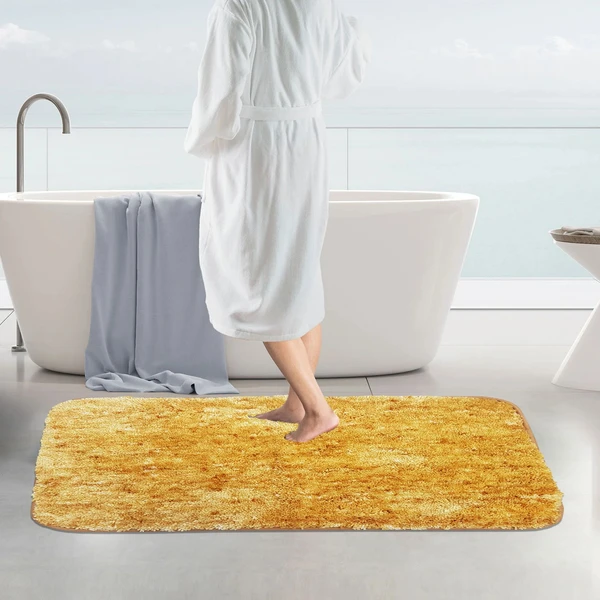 LUXE HOME INTERNATIONAL Luxe Home Bath mat Super Soft Anti Skid Hawaii Rugs for Bathroom ( Gold, Large ) Pc-1 - 60x90, Gold