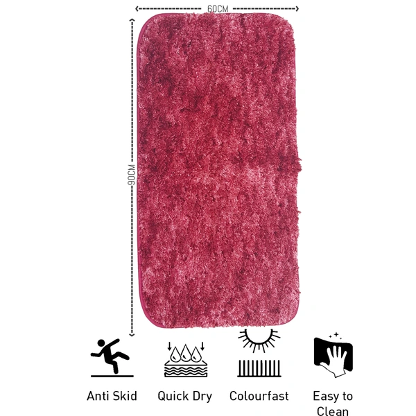 LUXE HOME INTERNATIONAL Luxe Home Bath mat Super Soft Anti Skid Hawaii Rugs for Bathroom ( Pastel Red, Large ) Pc-1 - 60x90 cm, Pastel Red