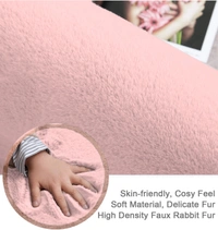 LUXE HOME INTERNATIONAL Luxe Home Bath Mat Super Soft Anti Skid Rabbit Fur (1000 GSM) Bathroom Mats for Bedroom, Door, Kitchen Floor ( 40 X 60 cm , Peach ) Pack of 1 - 40x60 cm, Peach
