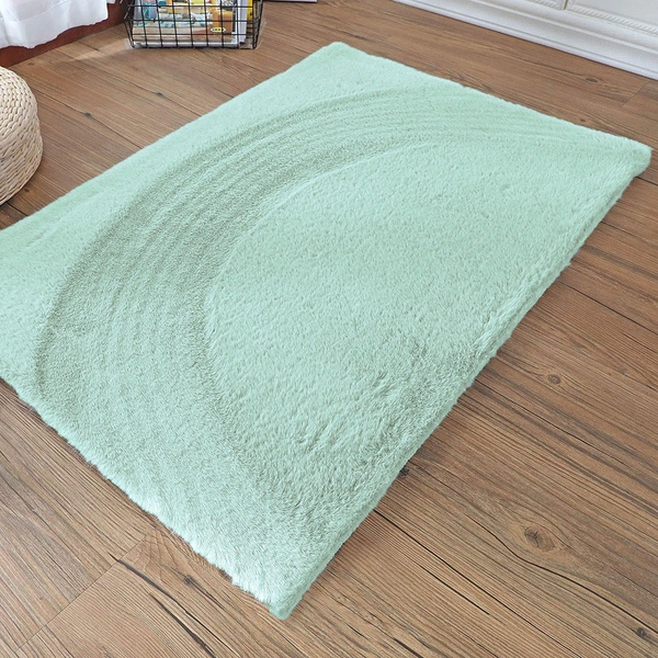 LUXE HOME INTERNATIONAL Rectangular Bath Mat Super Soft Anti Skid Rabbit Fur (1000 GSM) Bathroom Mats for Bedroom, Door, Kitchen Floor (60 X 90 Cm, Lime) Pack of 1 - 60x90 cm, Lime