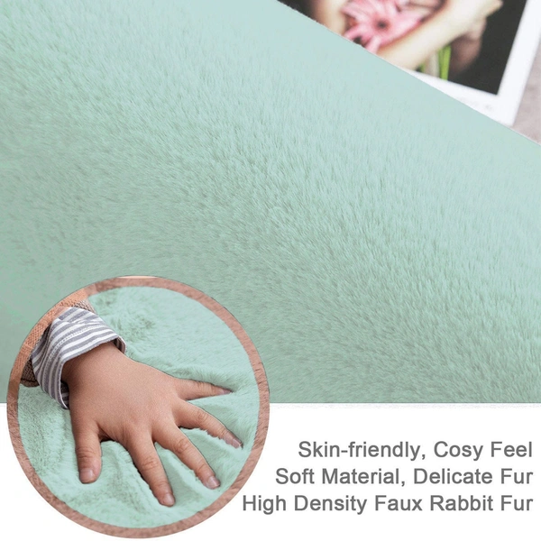 LUXE HOME INTERNATIONAL Rectangular Bath Mat Super Soft Anti Skid Rabbit Fur (1000 GSM) Bathroom Mats for Bedroom, Door, Kitchen Floor (60 X 90 Cm, Lime) Pack of 1 - 60x90 cm, Lime