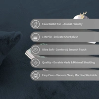 LUXE HOME INTERNATIONAL Ruffle Ultra Soft Rabbit Fur Area Rugs Anti-Skid Water Absorbent Soaking Washable Mat - 6x9, ANTHRA