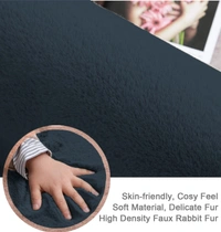 LUXE HOME INTERNATIONAL Ruffle Ultra Soft Rabbit Fur Area Rugs Anti-Skid Water Absorbent Soaking Washable Mat - 4x6 Ft, Anthra