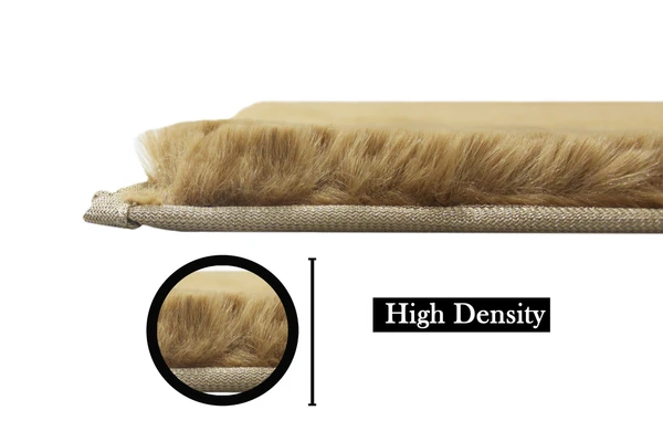 LUXE HOME INTERNATIONAL RuffleBathRunnerRabbitFur1000GSMSuperSoft,AntiSkidRugForBedroom(2X5Ft,Anti-Gold,PackOf1) - 2x5, Anti-Gold