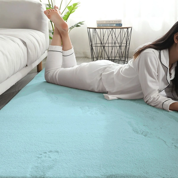 LUXEHOME INTERNATIONAL Ruffle Ultra Soft Rabbit Fur Area Rugs Anti-Skid Water Absorbant/Soaking Washable Mat For Bathroom/Entrance/Kitchen/Bedside/Door/Living-Room/Prayer Room 6x9 Feet ( Pack Of 1, Turquish) - 6x9 Feet, Turquish