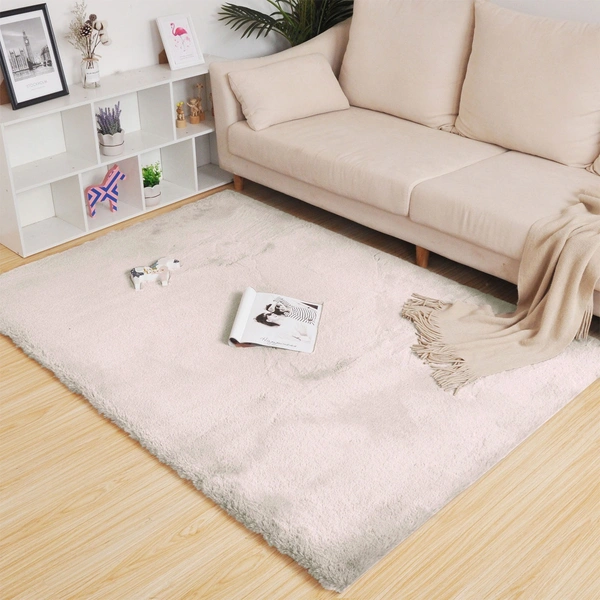 LUXEHOME INTERNATIONAL Ruffle Ultra Soft Rabbit Fur Area Rugs Anti-Skid Water Absorbant/Soaking Washable Mat For Bathroom/Entrance/Kitchen/Bedside/Door/Living-Room/Prayer Room 4x6 Feet ( Pack Of 1, Skin) - 4x6 Ft, Skin