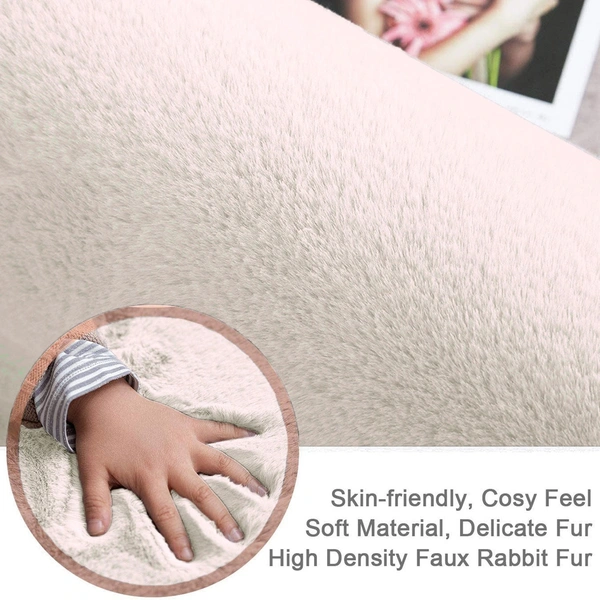 LUXEHOME INTERNATIONAL Ruffle Ultra Soft Rabbit Fur Area Rugs Anti-Skid Water Absorbant/Soaking Washable Mat For Bathroom/Entrance/Kitchen/Bedside/Door/Living-Room/Prayer Room 4x6 Feet ( Pack Of 1, Skin) - 4x6 Ft, Skin