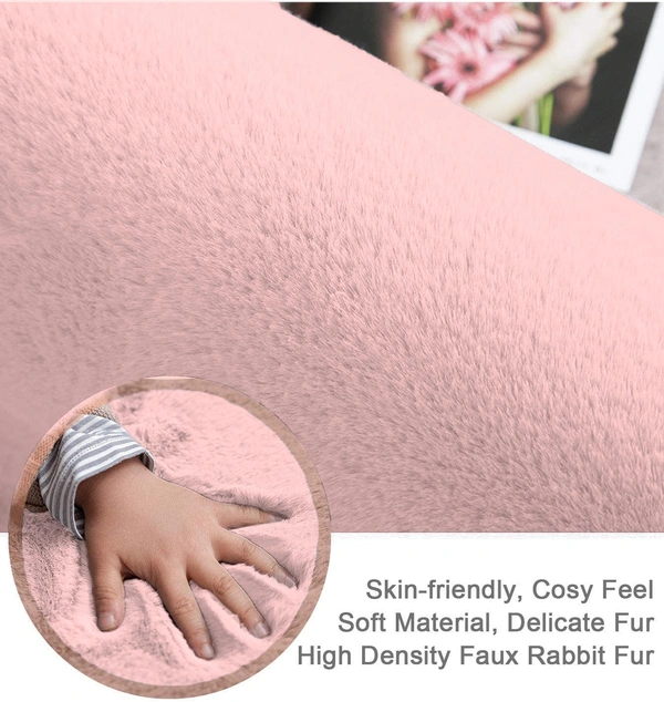 LUXE HOME INTERNATIONAL Ruffle Ultra Soft Rabbit Fur Area Rugs Anti-Skid Water Absorbant/Soaking Washable Mat For Bathroom/Entrance/Kitchen/Bedside/Door/Living-Room/Prayer Room 4x6 Feet ( Pack Of 1, Peach) - 4x6 Ft, Peach